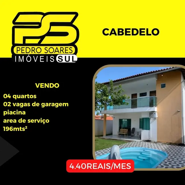 Foto 1 de Casa com 4 quartos para alugar, 196m2 em Ponta de Campina, Cabedelo - PB