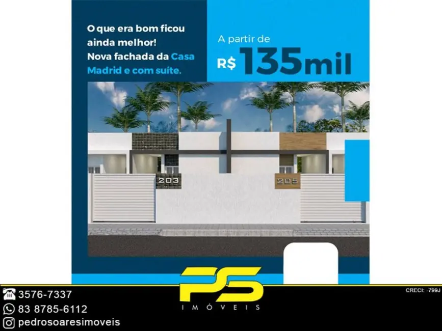 Foto 1 de Casa com 2 quartos à venda, 80m2 em Indústrias, Joao Pessoa - PB