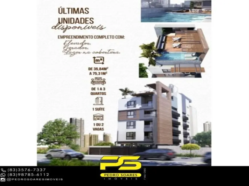 Foto 1 de Apartamento com 2 quartos à venda, 56m2 em Bancários, Joao Pessoa - PB