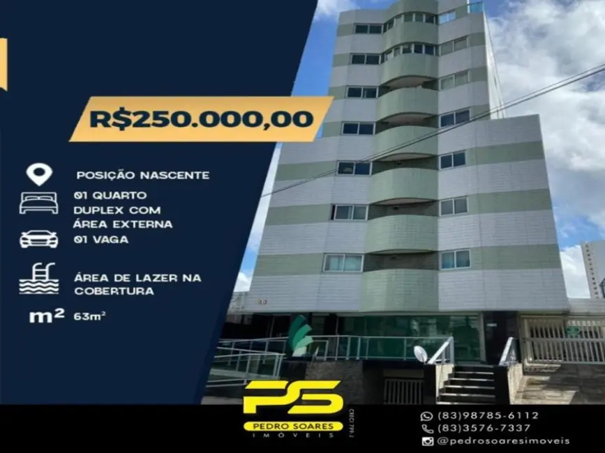 Foto 1 de Apartamento com 1 quarto à venda, 63m2 em Manaíra, Joao Pessoa - PB