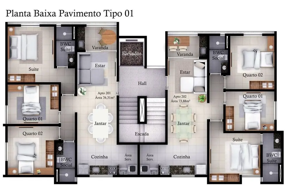 Foto 5 de Apartamento com 3 quartos à venda, 76m2 em Anatólia, Joao Pessoa - PB