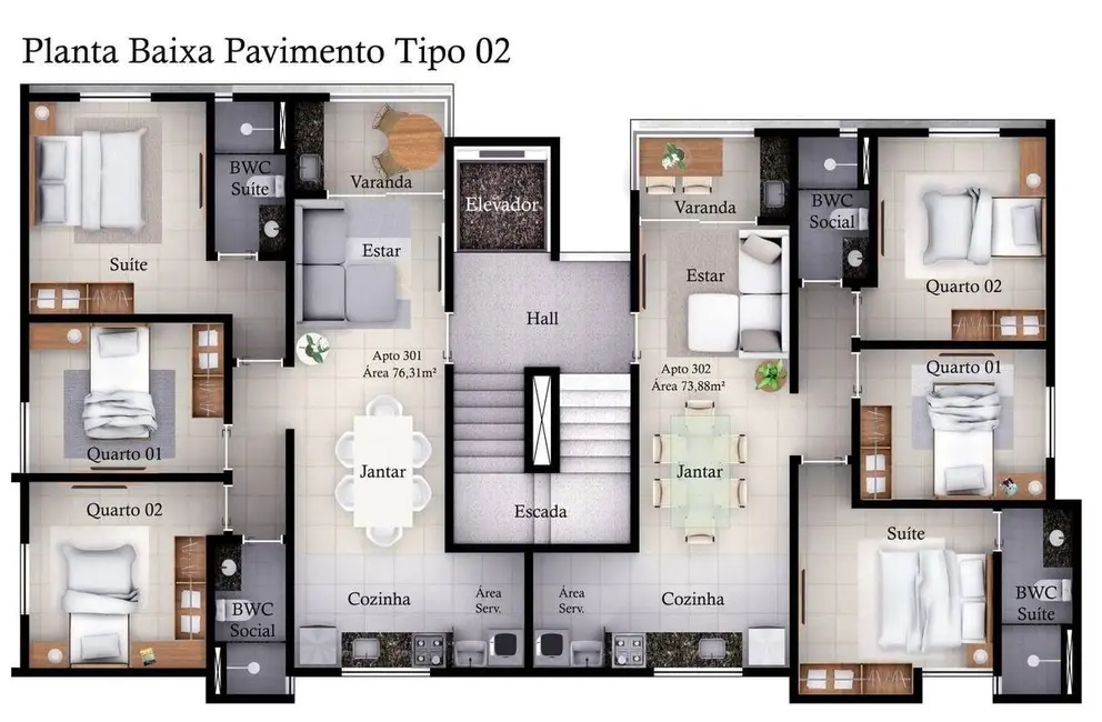 Foto 7 de Apartamento com 3 quartos à venda, 76m2 em Anatólia, Joao Pessoa - PB