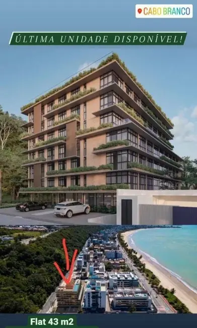 Apartamento com 1 quarto à venda, 43m2 em Cabo Branco, Joao Pessoa - PB - imagem 3 Foto 3 de Apartamento com 1 quarto à venda, 43m2 em Cabo Branco, Joao Pessoa - PB