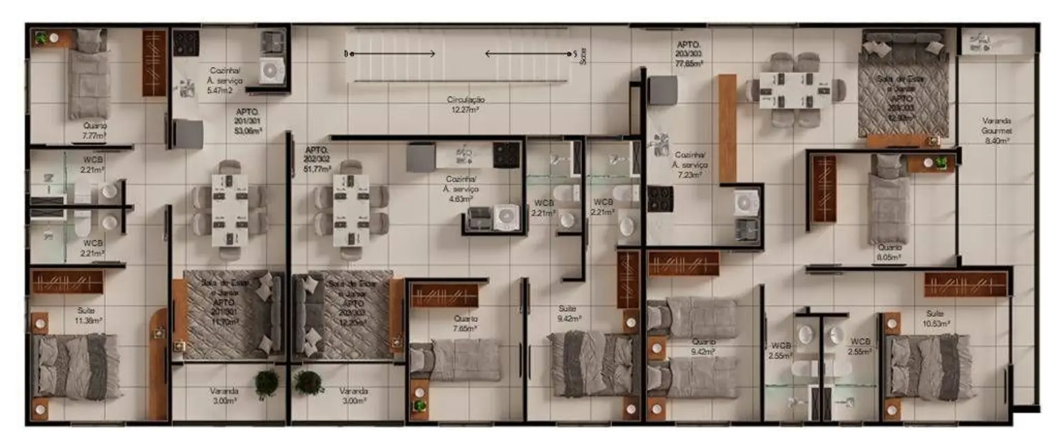 Apartamento com 2 quartos à venda, 96m2 em Bessa, Joao Pessoa - PB - imagem 6 Foto 6 de Apartamento com 2 quartos à venda, 96m2 em Bessa, Joao Pessoa - PB