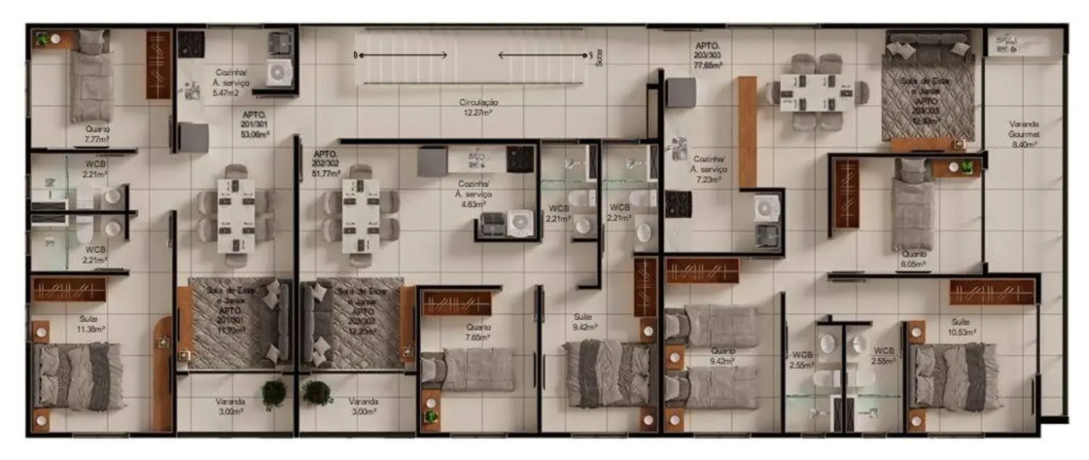 Foto 2 de Apartamento com 2 quartos à venda, 51m2 em Bessa, Joao Pessoa - PB