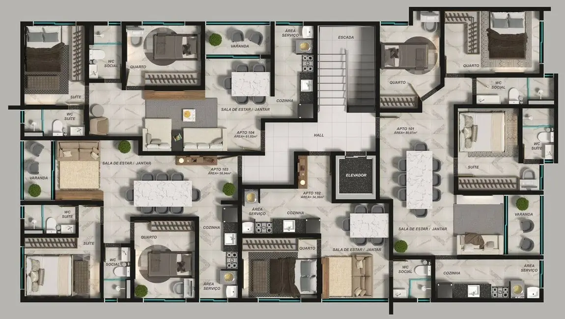 Apartamento com 1 quarto à venda, 110m2 em Jardim São Paulo, Joao Pessoa - PB - imagem 5 Foto 5 de Apartamento com 1 quarto à venda, 110m2 em Jardim São Paulo, Joao Pessoa - PB