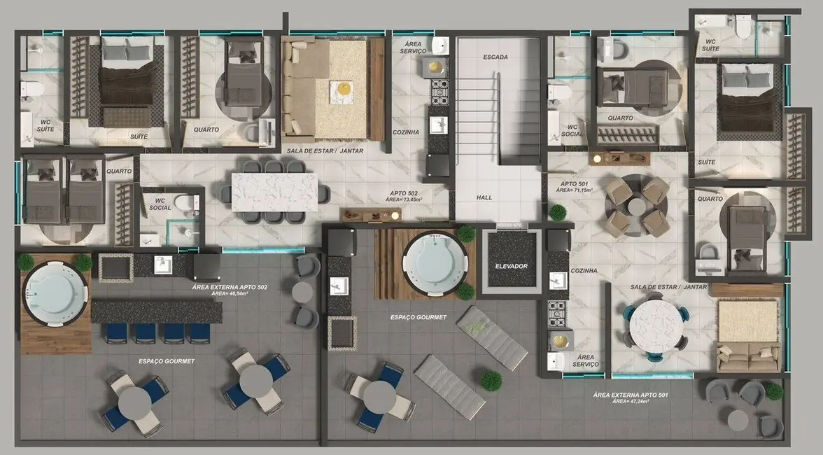 Apartamento com 1 quarto à venda, 110m2 em Jardim São Paulo, Joao Pessoa - PB - imagem 6 Foto 6 de Apartamento com 1 quarto à venda, 110m2 em Jardim São Paulo, Joao Pessoa - PB