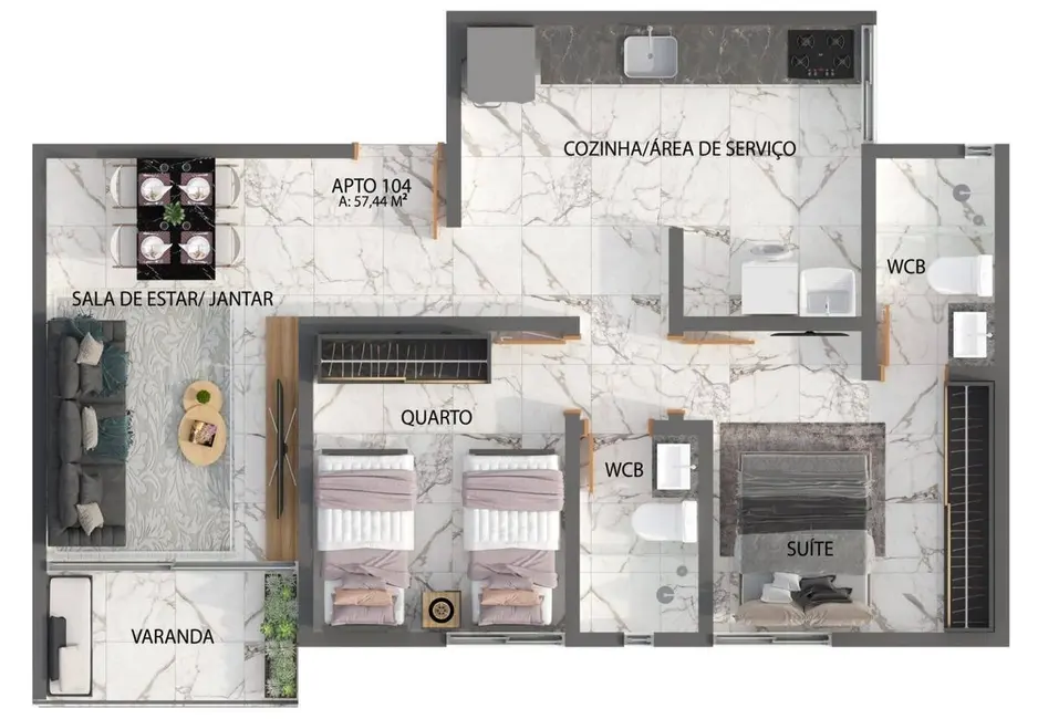 Foto 8 de Apartamento com 2 quartos à venda, 47m2 em Bancários, Joao Pessoa - PB