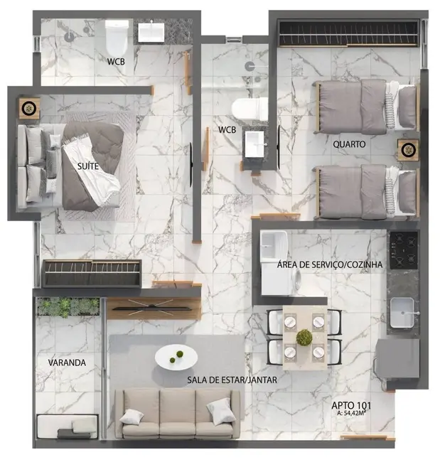 Foto 7 de Apartamento com 3 quartos à venda, 69m2 em Bancários, Joao Pessoa - PB