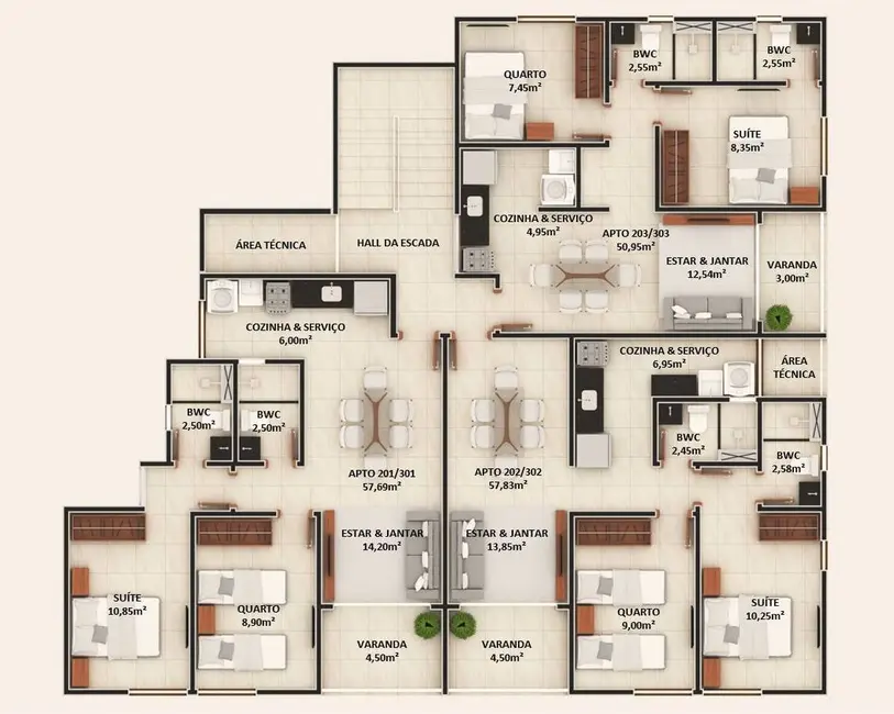 Foto 1 de Apartamento com 2 quartos à venda, 57m2 em Brisamar, Joao Pessoa - PB