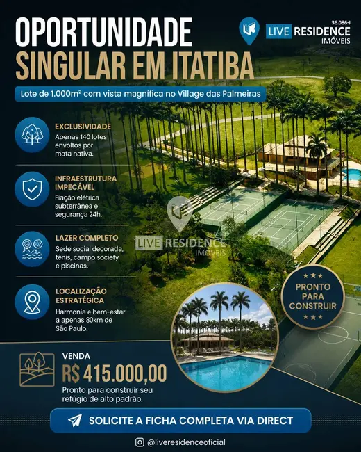 Foto 1 de Lote de Condomínio à venda, 1003m2 em Itatiba - SP