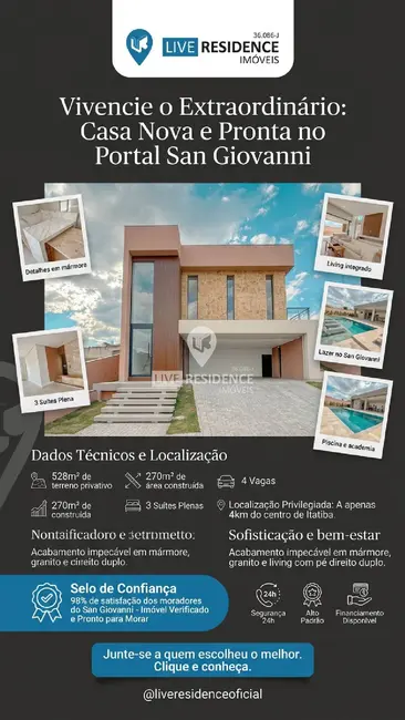 Casa de Condomínio com 3 quartos à venda, 270m2 em Itatiba - SP - imagem 1 Foto 1 de Casa de Condomínio com 3 quartos à venda, 270m2 em Itatiba - SP