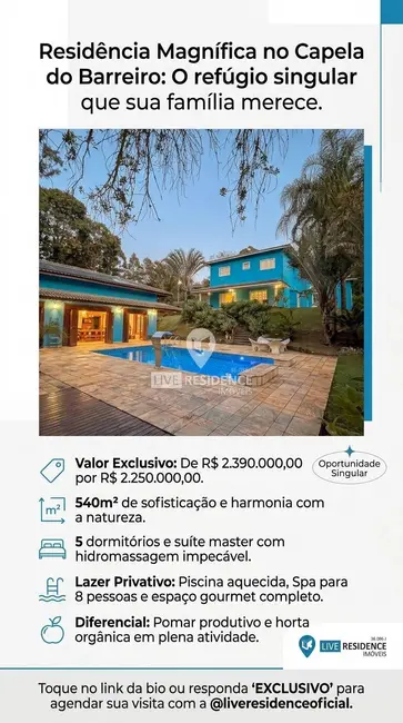 Foto 1 de Casa de Condomínio com 5 quartos à venda, 540m2 em Capela do Barreiro, Itatiba - SP