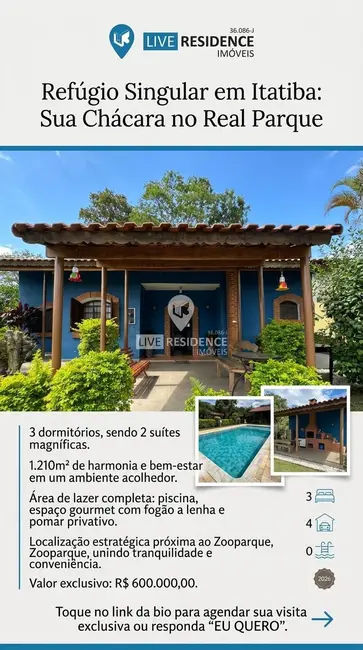 Foto 1 de Casa com 3 quartos à venda, 130m2 em Real Parque Dom Pedro I, Itatiba - SP