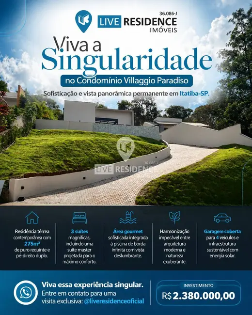 Foto 1 de Casa de Condomínio com 3 quartos à venda, 275m2 em Centro, Itatiba - SP