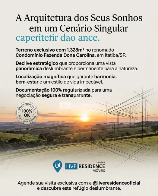 Foto 1 de Lote de Condomínio à venda, 1328m2 em Itatiba - SP