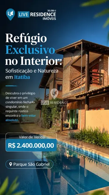 Foto 1 de Casa de Condomínio com 3 quartos à venda, 435m2 em Parque São Gabriel, Itatiba - SP