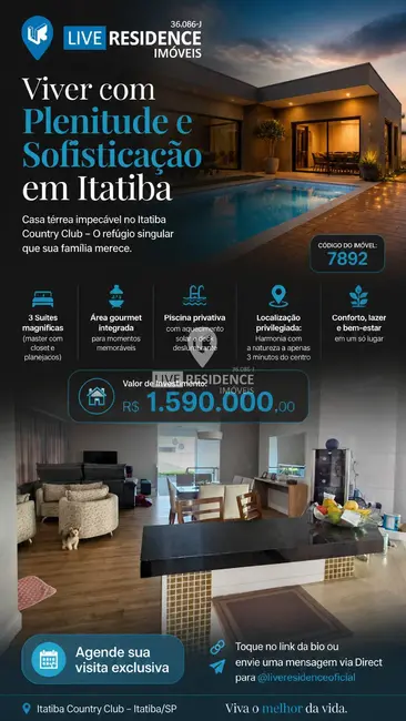 Casa de Condomínio com 3 quartos à venda, 237m2 em Loteamento Itatiba Country Club, Itatiba - SP - imagem 1 Foto 1 de Casa de Condomínio com 3 quartos à venda, 237m2 em Loteamento Itatiba Country Club, Itatiba - SP