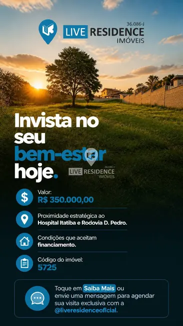 Foto 2 de Terreno / Lote à venda, 1335m2 em Jardim Leonor, Itatiba - SP