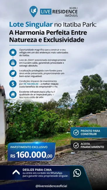 Foto 1 de Terreno / Lote à venda, 250m2 em Loteamento Itatiba Park, Itatiba - SP
