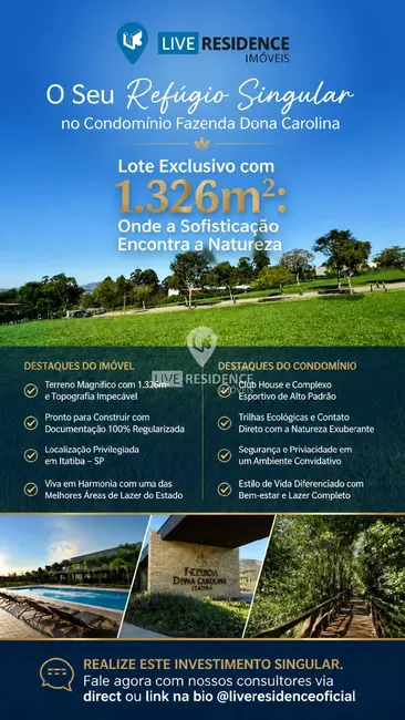 Foto 1 de Lote de Condomínio à venda, 1326m2 em Itatiba - SP