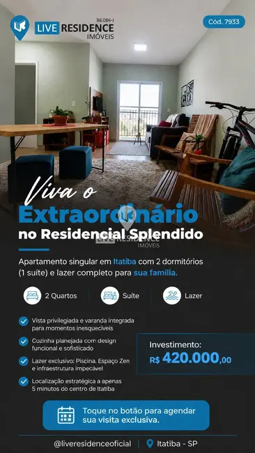 Apartamento com 2 quartos à venda, 57m2 em Loteamento Santo Antônio, Itatiba - SP - imagem 1 Foto 1 de Apartamento com 2 quartos à venda, 57m2 em Loteamento Santo Antônio, Itatiba - SP