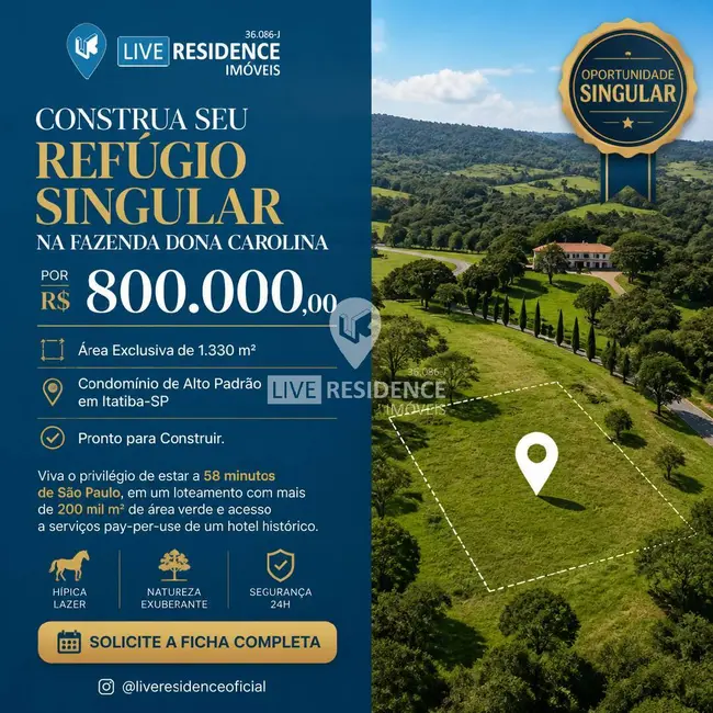 Foto 1 de Lote de Condomínio à venda, 1330m2 em Itatiba - SP