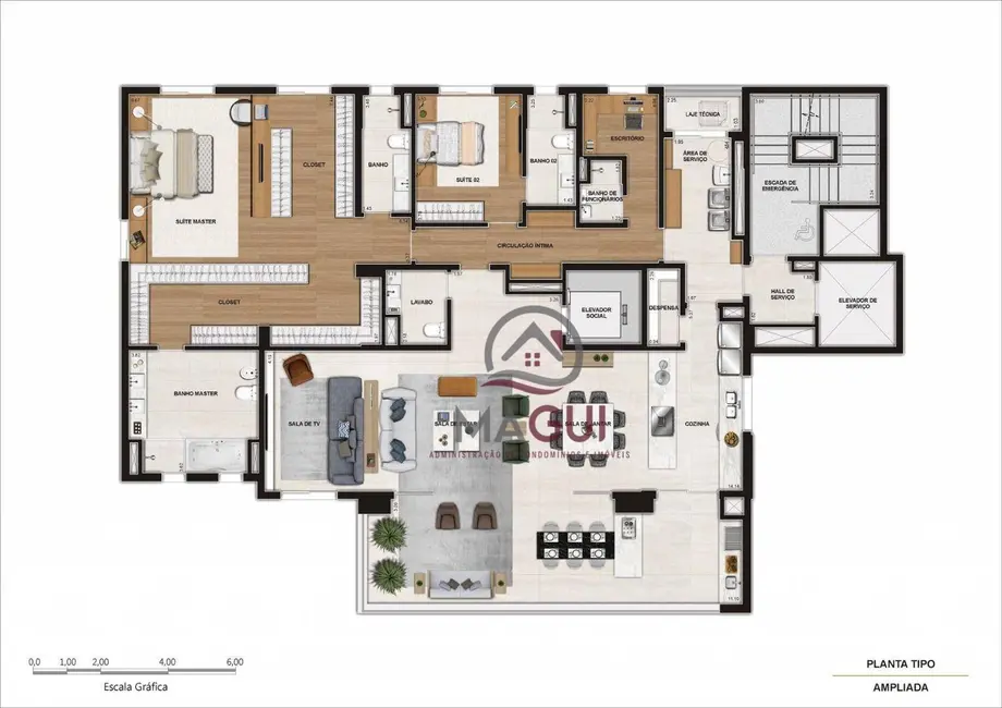 Apartamento com 4 quartos à venda, 256m2 em Centro, Campinas - SP - imagem 6 Foto 6 de Apartamento com 4 quartos à venda, 256m2 em Centro, Campinas - SP