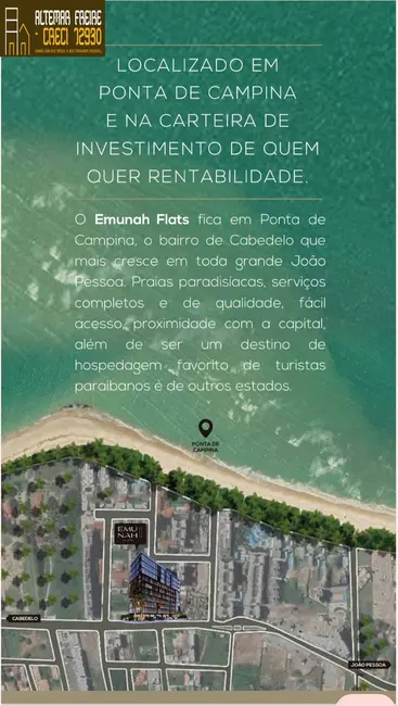 Apartamento com 1 quarto à venda, 22m2 em Ponta de Campina, Cabedelo - PB - imagem 8 Foto 8 de Apartamento com 1 quarto à venda, 22m2 em Ponta de Campina, Cabedelo - PB