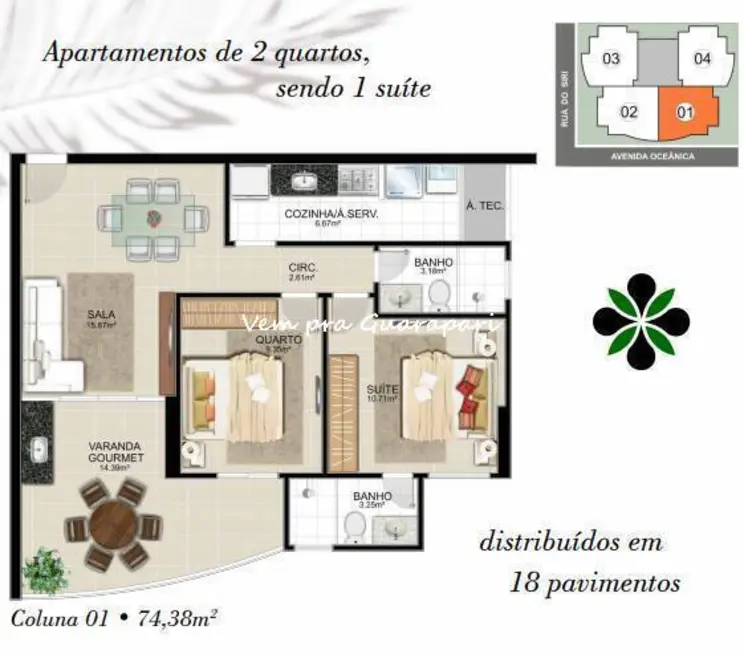 Apartamento com 2 quartos à venda, 75m2 em Praia do Morro, Guarapari - ES - imagem 9 Foto 9 de Apartamento com 2 quartos à venda, 75m2 em Praia do Morro, Guarapari - ES