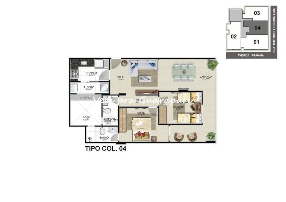 Apartamento com 2 quartos à venda, 74m2 em Praia do Morro, Guarapari - ES - imagem 9 Foto 9 de Apartamento com 2 quartos à venda, 74m2 em Praia do Morro, Guarapari - ES