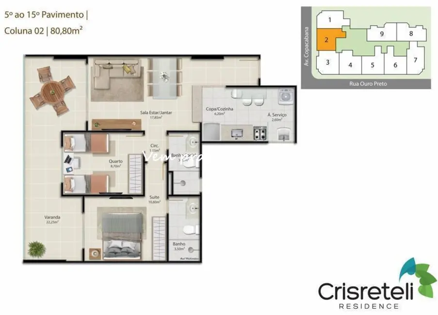 Foto 8 de Apartamento com 2 quartos à venda, 74m2 em Praia do Morro, Guarapari - ES