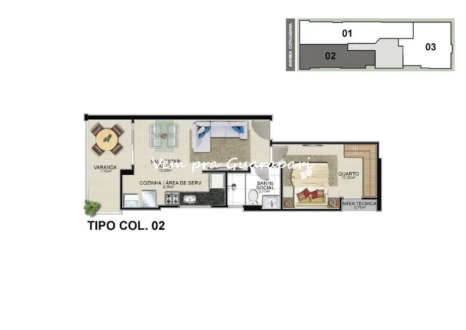 Apartamento com 2 quartos à venda, 61m2 em Praia do Morro, Guarapari - ES - imagem 9 Foto 9 de Apartamento com 2 quartos à venda, 61m2 em Praia do Morro, Guarapari - ES