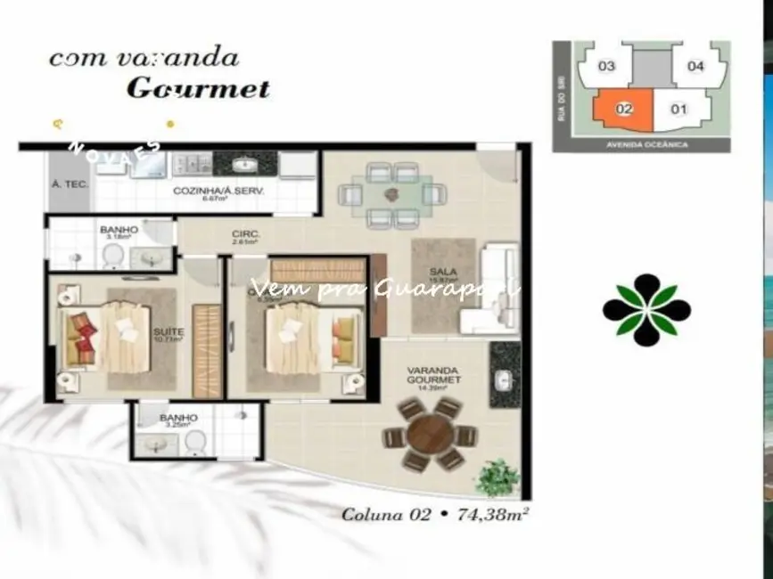 Apartamento com 2 quartos à venda, 78m2 em Praia do Morro, Guarapari - ES - imagem 5 Foto 5 de Apartamento com 2 quartos à venda, 78m2 em Praia do Morro, Guarapari - ES