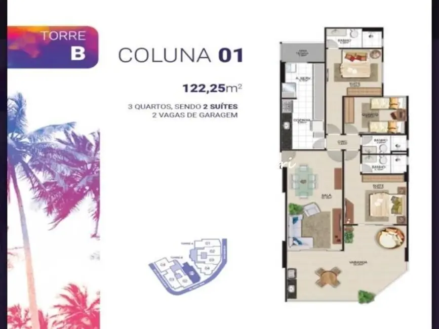 Apartamento com 3 quartos à venda, 102m2 em Praia do Morro, Guarapari - ES - imagem 8 Foto 8 de Apartamento com 3 quartos à venda, 102m2 em Praia do Morro, Guarapari - ES