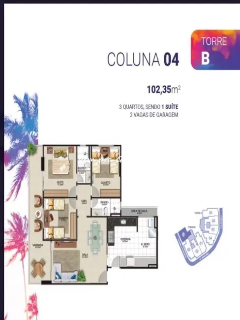 Apartamento com 3 quartos à venda, 102m2 em Praia do Morro, Guarapari - ES - imagem 5 Foto 5 de Apartamento com 3 quartos à venda, 102m2 em Praia do Morro, Guarapari - ES