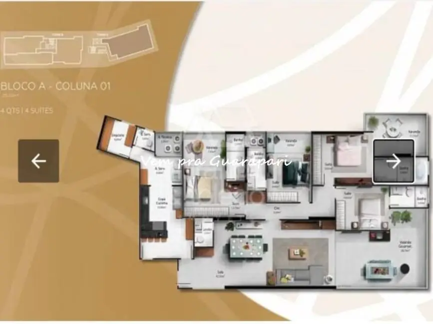 Apartamento com 3 quartos à venda, 115m2 em Centro, Guarapari - ES - imagem 6 Foto 6 de Apartamento com 3 quartos à venda, 115m2 em Centro, Guarapari - ES