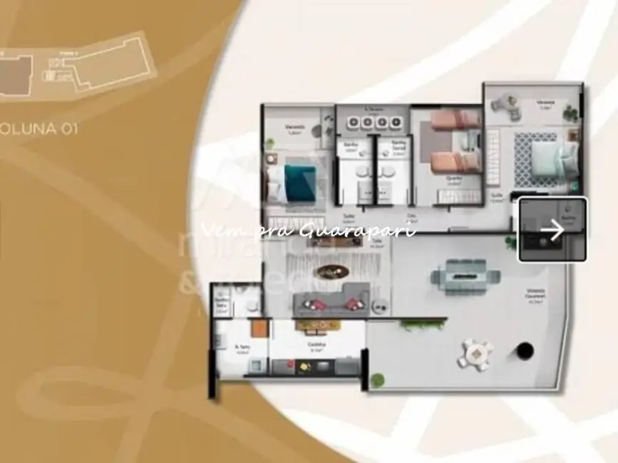 Apartamento com 3 quartos à venda, 115m2 em Centro, Guarapari - ES - imagem 5 Foto 5 de Apartamento com 3 quartos à venda, 115m2 em Centro, Guarapari - ES