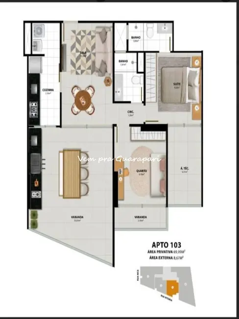 Apartamento com 3 quartos à venda, 85m2 em Praia do Morro, Guarapari - ES - imagem 3 Foto 3 de Apartamento com 3 quartos à venda, 85m2 em Praia do Morro, Guarapari - ES