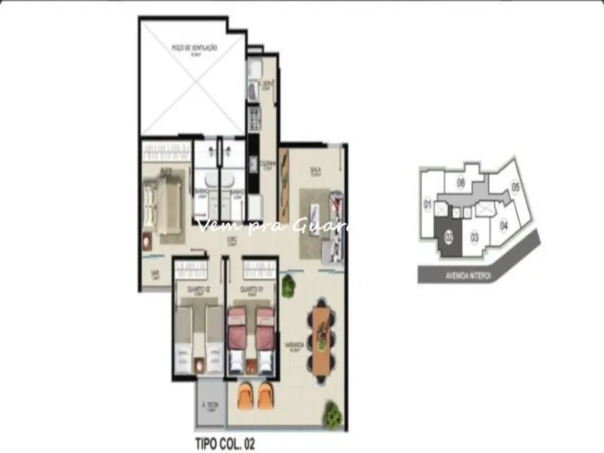 Foto 6 de Apartamento com 3 quartos à venda, 95m2 em Praia do Morro, Guarapari - ES