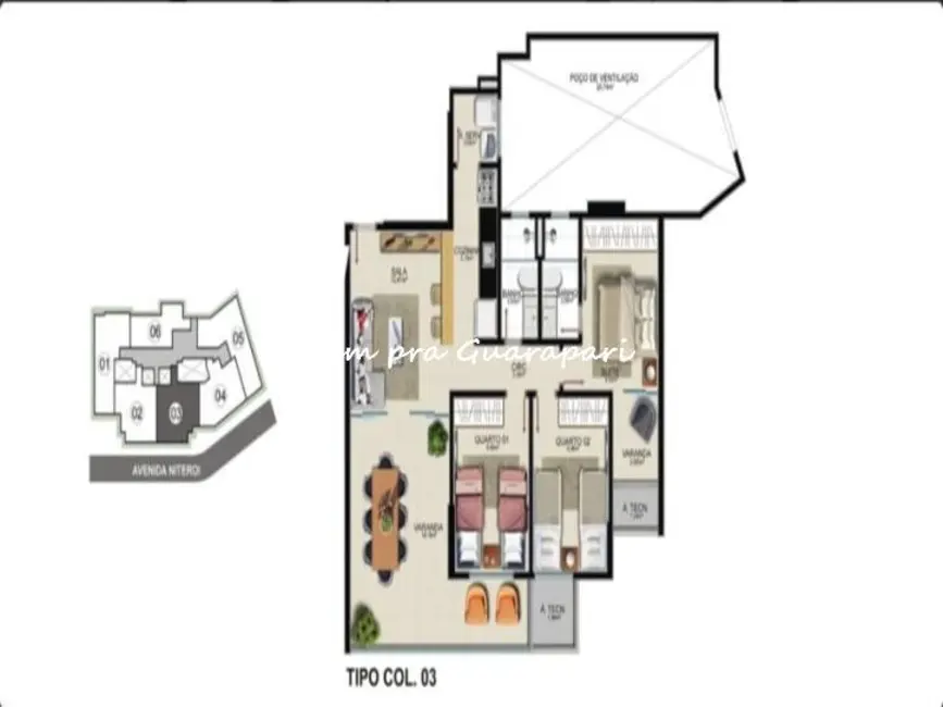 Foto 5 de Apartamento com 3 quartos à venda, 95m2 em Praia do Morro, Guarapari - ES