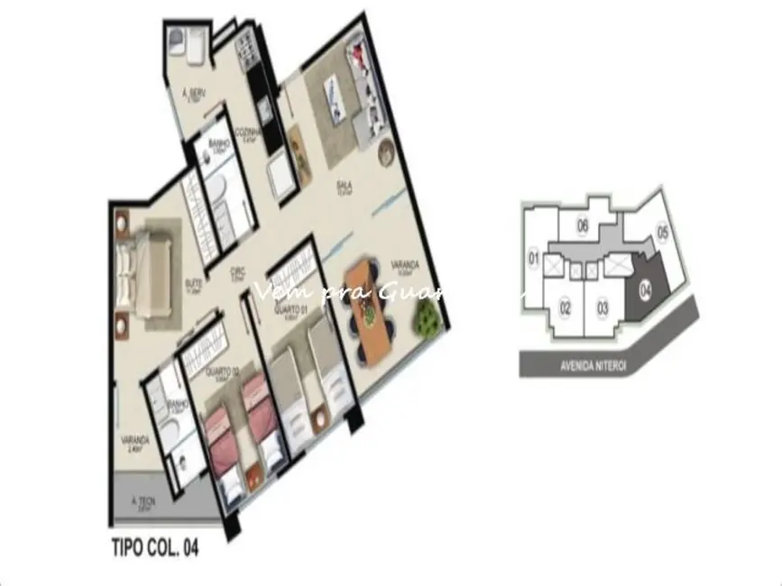 Foto 8 de Apartamento com 3 quartos à venda, 95m2 em Praia do Morro, Guarapari - ES