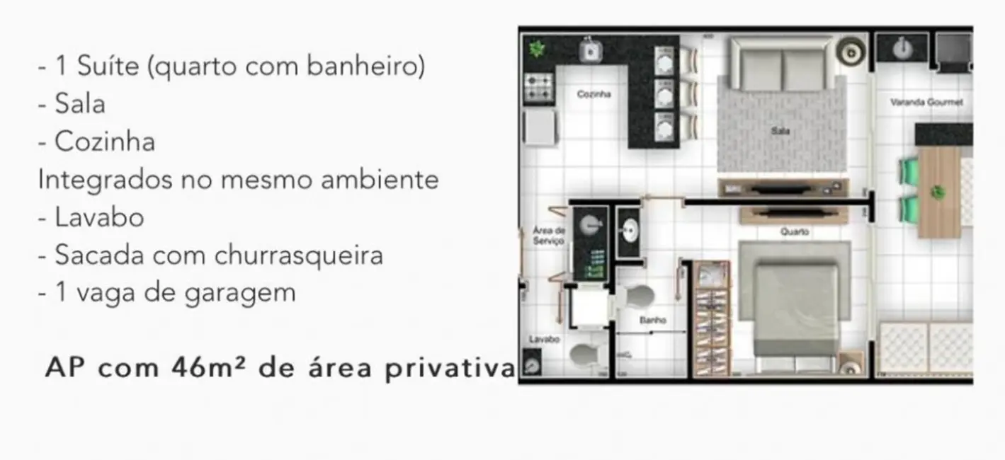 Apartamento com 1 quarto à venda, 46m2 em Matinhos - PR - imagem 8 Foto 8 de Apartamento com 1 quarto à venda, 46m2 em Matinhos - PR