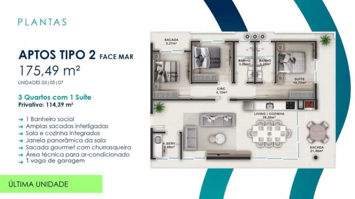 Foto 5 de Apartamento com 3 quartos à venda, 114m2 em Matinhos - PR