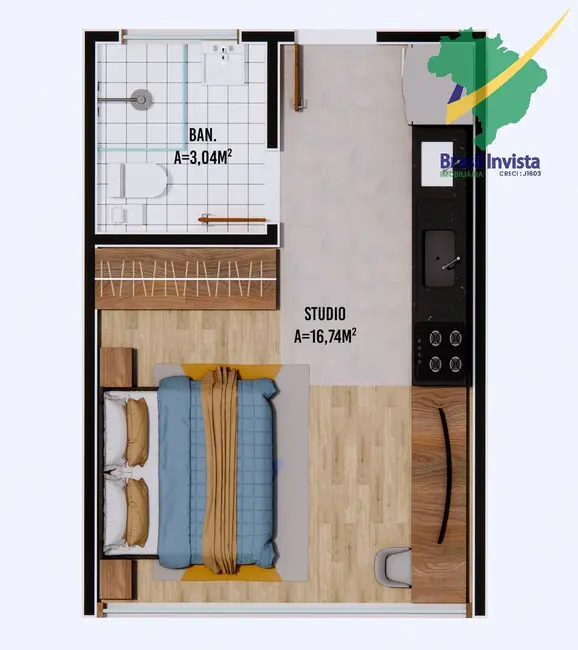 Foto 4 de Apartamento com 1 quarto à venda, 27m2 em Porto Seguro - BA