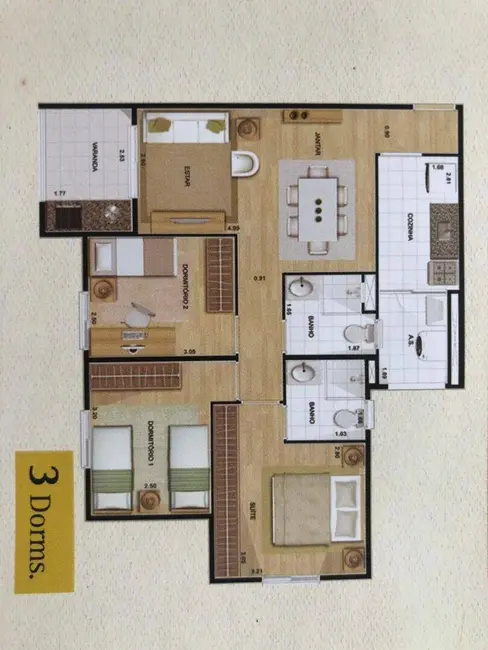 Foto 2 de Apartamento à venda, 99m2 em Sao Jose Dos Campos - SP