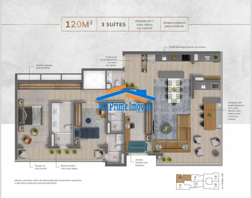 Foto 4 de Apartamento com 3 quartos à venda, 120m2 em Centro Comercial Jubran, Barueri - SP