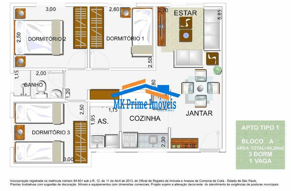 Foto 7 de Apartamento com 3 quartos à venda, 55m2 em Vila São Joaquim, Cotia - SP