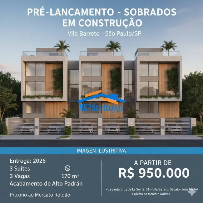 Foto 1 de Sobrado com 3 quartos à venda, 170m2 em Vila Barreto, São Paulo - SP