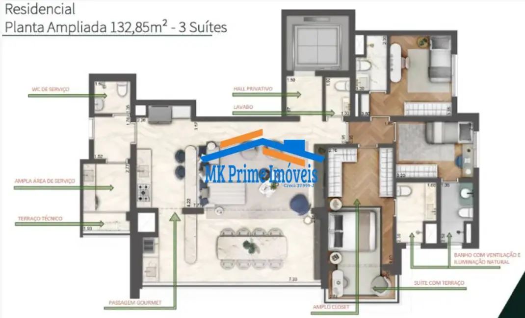 Foto 2 de Apartamento com 3 quartos à venda, 132m2 em Butantã, São Paulo - SP